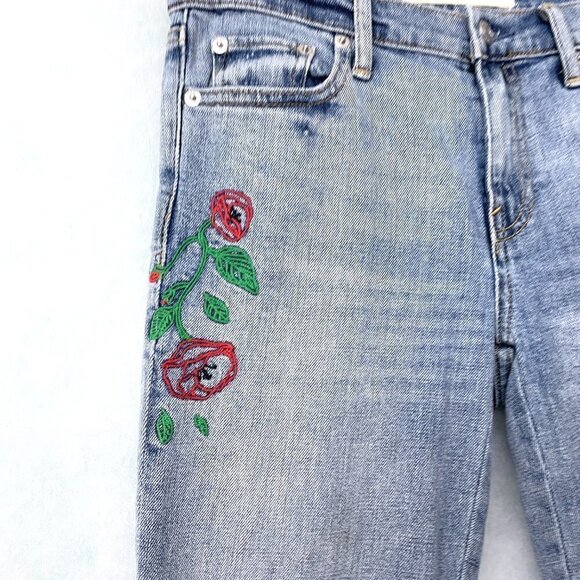 GAP Women's Jeans Best Girlfriend Straight Leg Distressed Embroidered size 25 - Picture 6 of 9